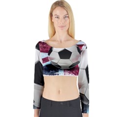 Soccer Ball With Great Britain Flag Long Sleeve Crop Top by Vaneshart