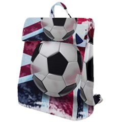 Soccer Ball With Great Britain Flag Flap Top Backpack by Vaneshart