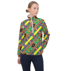 Diagonal Stripes                                            Women Half Zip Windbreaker by LalyLauraFLM