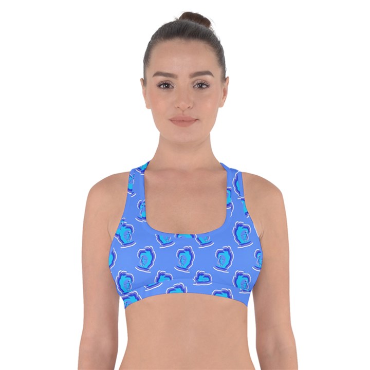 Surfer Pattern Cross Back Sports Bra