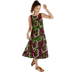 Green Fauna And Leaves In So Decorative Style Summer Maxi Dress by pepitasart