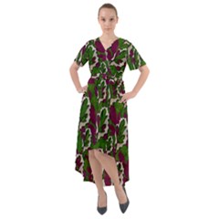 Green Fauna And Leaves In So Decorative Style Front Wrap High Low Dress by pepitasart