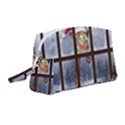 Funny Giraffe  With Christmas Hat Looks Through The Window Wristlet Pouch Bag (Medium) View1