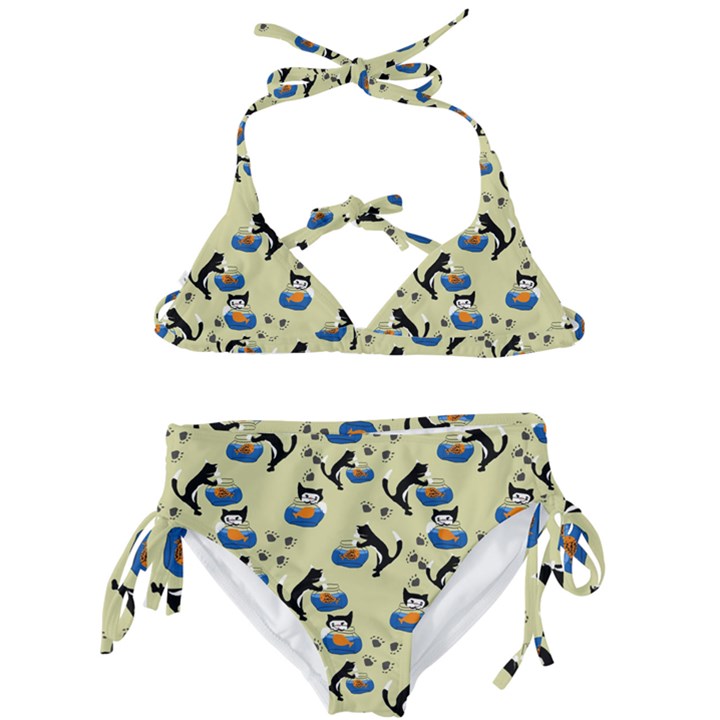 Cat and Fishbowl Kids  Classic Bikini Set