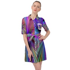 Rays Colorful Laser Ray Light Belted Shirt Dress by Bajindul