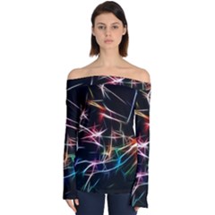 Lights Star Sky Graphic Night Off Shoulder Long Sleeve Top by HermanTelo