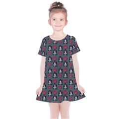 Girl Flower Pattern Grey Kids  Simple Cotton Dress by snowwhitegirl