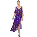 Girl Flower Pattern Royal Blue Maxi Chiffon Cover Up Dress View1