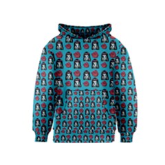 Girl Flower Pattern Blue Kids  Pullover Hoodie by snowwhitegirl