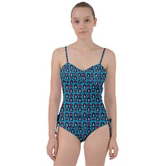 Girl Flower Pattern Blue Sweetheart Tankini Set by snowwhitegirl