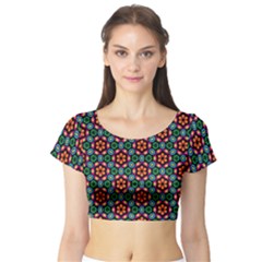 Pattern  Short Sleeve Crop Top by Sobalvarro