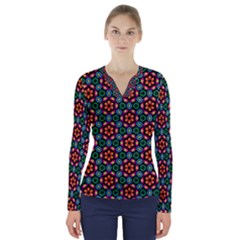 Pattern  V-neck Long Sleeve Top by Sobalvarro