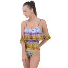 Mendoza Argentina Field Nature Drape Piece Swimsuit by Wegoenart