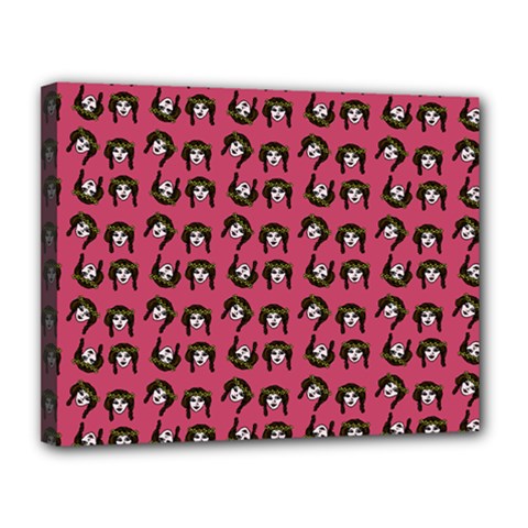 Retro Girl Daisy Chain Pattern Pink Canvas 14  X 11  (stretched) by snowwhitegirl