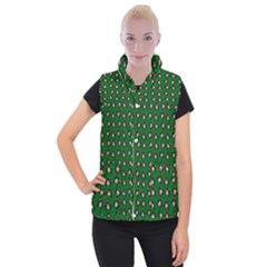 Retro Girl Daisy Chain Pattern Green Women s Button Up Vest by snowwhitegirl