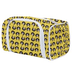 Retro Girl Daisy Chain Pattern Yellow Toiletries Pouch by snowwhitegirl