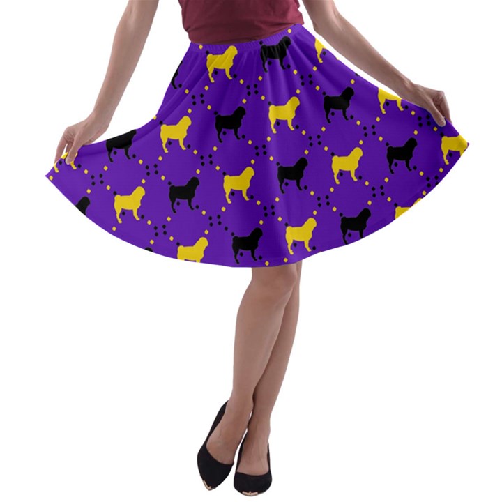 Elegant Pugs A-line Skater Skirt