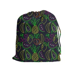 Neon Fruit Seamless Pattern Drawstring Pouch (xl) by Vaneshart