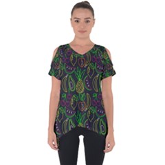 Neon Fruit Seamless Pattern Cut Out Side Drop Tee by Vaneshart