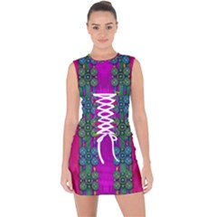 Flowers In A Rainbow Liana Forest Festive Lace Up Front Bodycon Dress by pepitasart