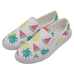 Vector Seamless Pattern With Pineapples Men s Canvas Slip Ons by Vaneshart