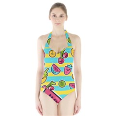 Summer Fruits Patterns Halter Swimsuit by Vaneshart