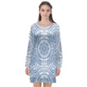 Boho Pattern Style Graphic Vector Long Sleeve Chiffon Shift Dress  View1