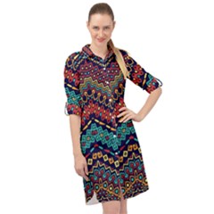 Ethnic  Long Sleeve Mini Shirt Dress by Sobalvarro