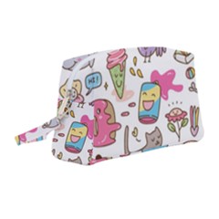 Set Kawaii Doodles Wristlet Pouch Bag (medium) by Vaneshart