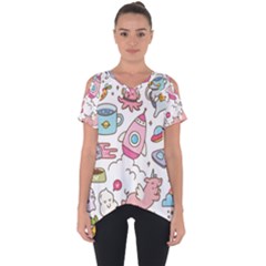 Set Kawaii Doodles Cut Out Side Drop Tee by Vaneshart