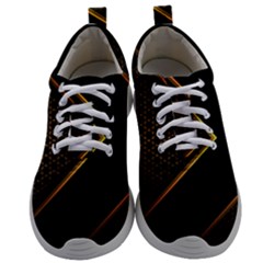 Black Arrow Gold Line Hexagon Mesh Pattern Mens Athletic Shoes by Vaneshart