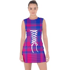 Bisexual Plaid Lace Up Front Bodycon Dress by NanaLeonti