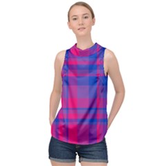 Bisexualplaid High Neck Satin Top by NanaLeonti