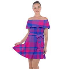 Bisexual Plaid Off Shoulder Velour Dress by NanaLeonti