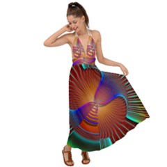 Lines Rays Background Light Rainbow Backless Maxi Beach Dress by Bajindul