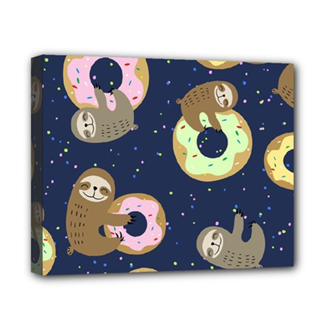 Cute Sloth With Sweet Doughnuts Canvas 10  X 8  (stretched) by Sobalvarro