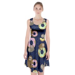 Cute Sloth With Sweet Doughnuts Racerback Midi Dress by Sobalvarro