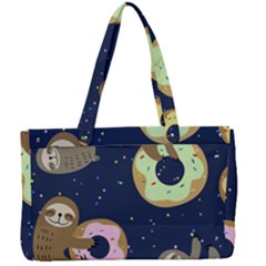 Cute Sloth With Sweet Doughnuts Canvas Work Bag by Sobalvarro