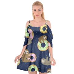 Cute Sloth With Sweet Doughnuts Cutout Spaghetti Strap Chiffon Dress by Sobalvarro