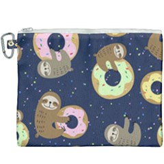 Cute Sloth With Sweet Doughnuts Canvas Cosmetic Bag (xxxl) by Sobalvarro