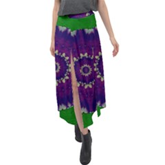 Mandala In Leaves,on Beautiful Leaves In Bohemian Style Velour Split Maxi Skirt by pepitasart