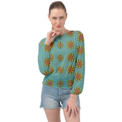 Fantasy Fauna Floral In Sweet Green Banded Bottom Chiffon Top by pepitasart