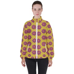 Fantasy Fauna Floral In Sweet Yellow Women s High Neck Windbreaker by pepitasart