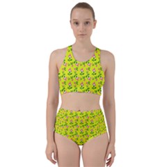 Carnation Pattern Yellow Racer Back Bikini Set by snowwhitegirl