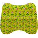 Carnation Pattern Yellow Velour Head Support Cushion View2