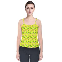 Carnation Pattern Yellow Velvet Spaghetti Strap Top by snowwhitegirl