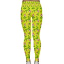 Carnation Pattern Yellow Lightweight Velour Classic Yoga Leggings View2