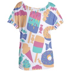 Icecream Pattern Pastel Sumer Women s Oversized Tee by Vaneshart