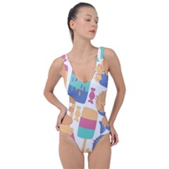 Icecream Pattern Pastel Sumer Side Cut Out Swimsuit by Vaneshart