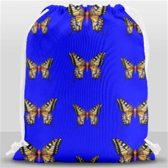 Butterfly Pattern Blue Insects Drawstring Bag (large) by Vaneshart